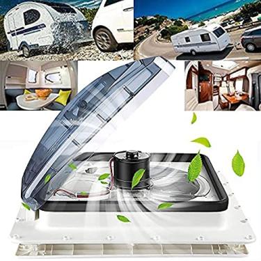 Imagem de Ventilador De Ventilação De Telhado Rv, Exaustor De Refrigeração De Motorhome De 12V Com Ventilador De 3 Velocidades Ventilador De Motorhome De Fluxo De Ar Bidirecional Com Manivela Manual De Exau