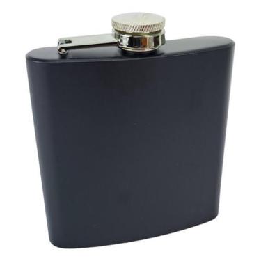 Imagem de Cantil Inox Preto 180Ml 6 Oz Bebida Whisky Rum