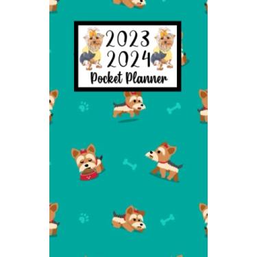 Imagem de 2023 2024 pocket planner For Purse Yorkshire Terrier Dog Lovers: 2 year Pocket Calendar January 2023 to December 2024 | 24 Months Monthly Planner & ... Holidays | Cute Puppy Yorkshire Pattern