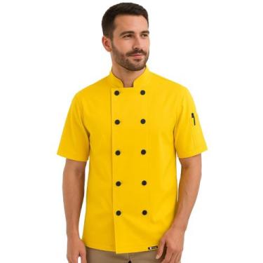 Imagem de Dólmã Para Chef Cozinha Restaurante Pizzaria Lancheria Uniforme Amarel
