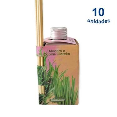 Imagem de Kit 10 Aromatizador de Ambiente Alecrim e Capim Cidreira 280ml Vareta 