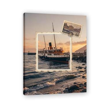 Imagem de Pôster náutico retrô com borda de carimbo vintage italiano a vapor - Carimbo de papel envelhecido 40 x 52 cm