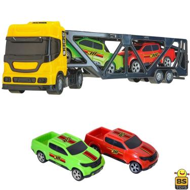 Imagem de Caminhão Mini Cegonheira 35 cm Com 2 Carrinhos Brinquedo Meninos - BS Toys