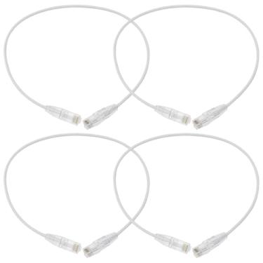 Imagem de Be In Your Mind 4 peças Cat6A Cabo Ethernet RJ45 Cabo blindado curto 550MHZ 28AWG para servidores de computador, caixas de comutação, roteadores, 0,5 m, branco