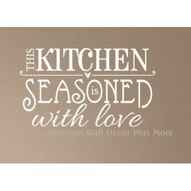 Imagem de Decalque adesivo de vinil para parede WDPM1197 This Kitchen is Seasoned with Love, branco