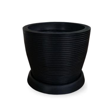 Imagem de Vaso De Planta Flor Pilão De Polietileno 30X30 + Prato Preto