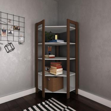 Imagem de Estante Escritório De Canto Multimóveis Cr25067 Branca/Nogal