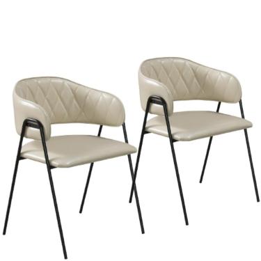 Imagem de Conjunto 2 Cadeiras Veneza No Couro Perola E Metal Preto