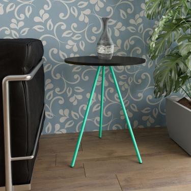Imagem de Mesa Lateral Gabriela Wood Preto E Azul Turquesa - Preto