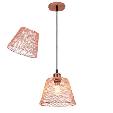 Imagem de Lustre Cupula Pendente Abajur Metal Aramado Decoraçao Quarto Sala Casa Bar Copa Teto La...