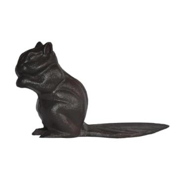 Imagem de WeiLaiKeQi Batente de porta de ferro fundido com escultura de esquilo, resistente para escritório e quarto, 7,28 x 3,74 polegadas, decorativo, rústico, de