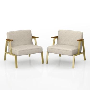 Imagem de Kit 2 Poltronas Coimbra Estilo Industrial Dourado/cinamomo/bege - M.a 