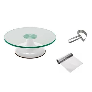 Imagem de Bailarina Giratória Vidro P/Decorar Bolos + Espátulas Inox