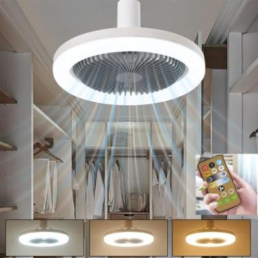 Imagem de Peaoop - Soquete De Ventilador Teto Com Parafuso, Lâmpada Led, Controle Remoto Para Cozinha, Banheiro, Garagem (Cinza)