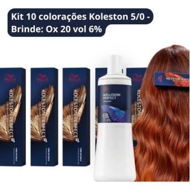 Imagem de Kit 10 Colorações Koleston 5.0 leve ox vol 20 1L - wella