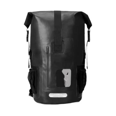Imagem de Pegciuho Mochila seca com tampa de enrolar à prova d'água de 55L, bolsa seca de 33x58 cm, design ergonômico de PVC para passeios de barco, vela, leve e, Preto