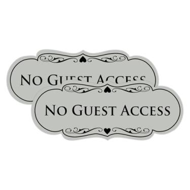 Imagem de All Quality Placa de designer sem acesso para convidados - Plástico durável e fácil instalação | Ideal para restaurantes, bares, hotéis e Airbnb - Cinza claro - Pequeno (pacote com 2)