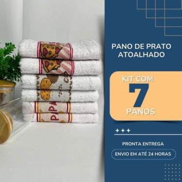 Imagem de Pano de Prato Copa Atoalhado Felpudo Premium Cozinha 45X65 kit 7 Panos