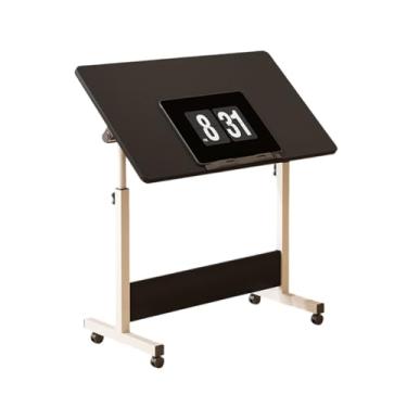 Imagem de dainslef Mesa de pé de altura ajustável, mesa móvel dobrável com rodas, computador portátil, portátil, estações de trabalho para escritórios domésticos