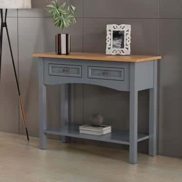 Imagem de Mesa Aparador 2 Gavetas 1 Prateleira Veneza Cinza