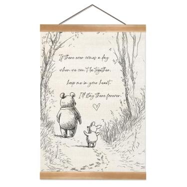 Imagem de ZTGDA Arte de parede de urso pequeno e leitão, pôsteres de amizade presentes para melhores amigos, presente de despedida para um amigo, decoração de parede para dormitório ou quarto, 30 x 40 cm