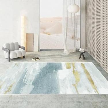 Imagem de Tapete estilo abstrato para decoração de sala de estar, tapete de chão fácil de limpar, lavável, sala de estar, quarto, sofá (200 x 250 cm, 78,7 x 98 pol./Sem fiapos-9)