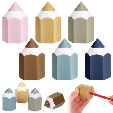 Imagem de Aodaer 48 apontadores de lápis em forma de giz de cera, apontadores de lápis de cor boho com capa, apontador manual de lápis de mão para escola, casa, escritório, sala de aula, suprimentos de presente