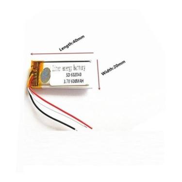 Imagem de Bateria 3 Fios 3.7v 600 Mah 6mm X20mm X40mm 602040 - bgb