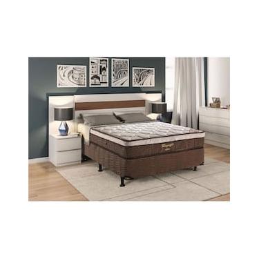 Imagem de Cama Box de Casal Ortobom Magnyfic com Ortopillow e Molas Ensacadas 65x138x188cm - Marrom/Bege