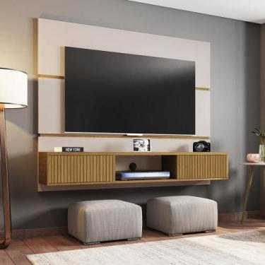 Imagem de Painel Fagundes Off White Cinomomo Pintura 3D Ripada - CASA H