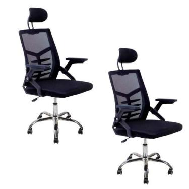 Imagem de Kit 2 Cadeiras Escritório Executiva Diretor Relax Ergonômica Com Apoio