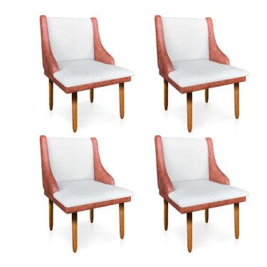 Imagem de Kit 04 Cadeiras de Jantar Lizano Nozes Com Bege A19 Castanho