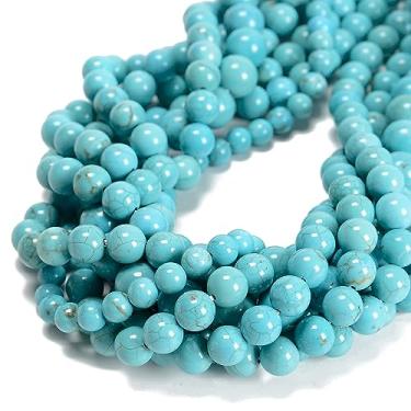 Imagem de 65 peças de contas turquesa azul 6 mm pedra natural pedra redonda pedra genuína verdadeira para pulseira faça você mesmo joias fabricação de cordas