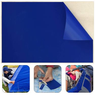 Imagem de Syhood Remendo de reparo de forro de piscina extra grande, 0,9 m x 1,2 m, kit de reparo autoadesivo de vinil azul escuro para casa de salto de Natal, piscinas acima do solo, boias infláveis