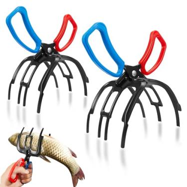 Imagem de HiliyKiliy 2 pinças de peixe, 3 garras de peixe para alicates de pesca, controle de metal, ferramenta de garra com vários 3 dentes para a maioria dos removedores de anzóis de água doce, suporte de
