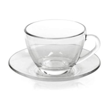 Imagem de Xícara de Chá Vidro com Pires Em Casa Tem 230ml - EmCasaTem