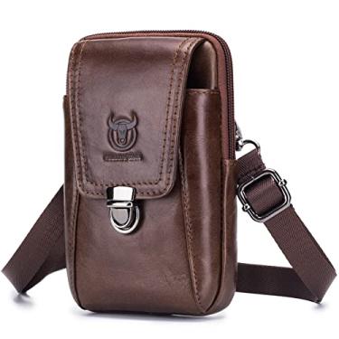 Imagem de Qudai Bolsa masculina de couro para cintura, bolsa para telefone, bolsa para viagem, bolsa de ombro, bolsa, carteira