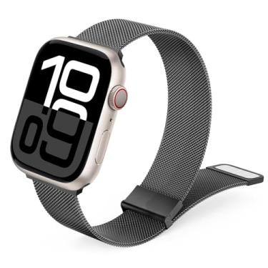 Imagem de HAOZHI Pulseira Magnético Compatível com Apple Watch 49mm 46mm 45mm 45mm 44mm 42mm 42mm 41mm 40mm 38mm,Bracelete Correia de Metal para iWatch Ultra,Ultra 2,SE,Series 10 9 8 7 6 5 4 3 2 1 (Preto, 38mm/40mm/41mm/42mm(Série 10))