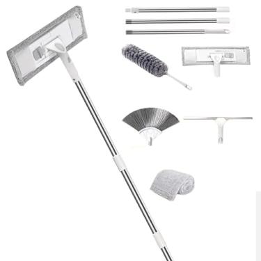 Imagem de TBATM Mops de Limpeza para Pisos um Conjunto, Mop Plano Poderoso com Pano de Fibra Ultra Fina para uso Seco e Molhado, para Parede, Carro,F,197cm