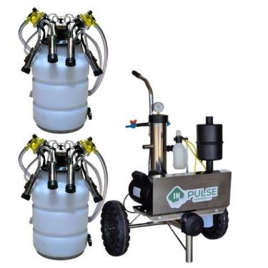 Imagem de Ordenhadeira Mecânica Móvel Inox Bv 450 Com 2 Conjuntos Duplos - In Pu