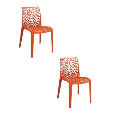 Imagem de Kit 2 Cadeiras Vazada Em Polipropileno Gruvyer Fratini Móveis Laranja