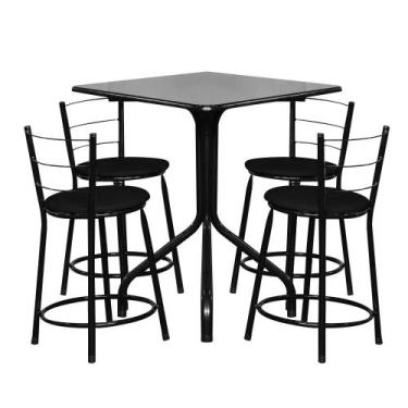 Imagem de Conjunto Mesa Quadrada 70cm Preta Com 4 Banquetas Epoxi - Lamar Design