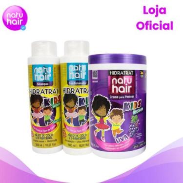 Imagem de Kit Hidratrat Kids com Creme para pentear Uva Natuhair 1 kg - Natuhair