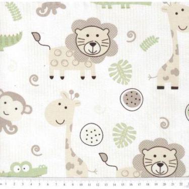 Imagem de Tecido Tricoline Estampado Safari Verde com Bege 0,50 x 1,50 m Unid - 