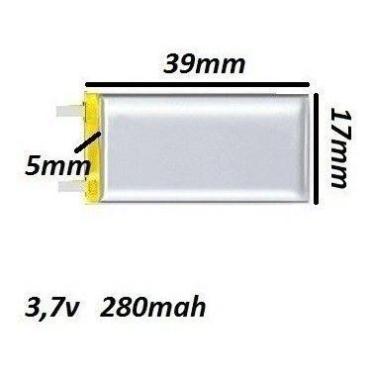 Imagem de Núcleo Da Bateria 5mm X 17mm X39mm Com 280mah 3,7v - bgb