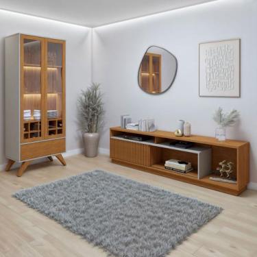 Imagem de Sala de Estar Completa Granada 3 Portas 1 Gaveta 100% Mdf Naturale/Off