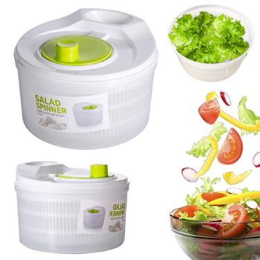 Imagem de niceeshop Capacidade 3L Lavador de Salada de Vegetais Tigela de Frutas e Vegetais Girador de Salada com Tampa de Vegetais, Girador de Salada de Boa Aderência, Ferramenta de Cozinha para Secador de Alface Atirador de Salada Pequeno Girador de Salada