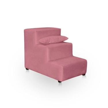 Imagem de Escadinha Para Pet Escadinha Para Cachorro e Gato Subir Na Cama 3 Degrau De 20 cm Suede de Elegância(Rosa)