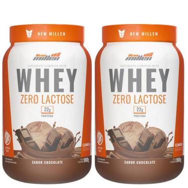 Imagem de 2x Whey Protein Zero Lactose 900G New Millen, Chocolate