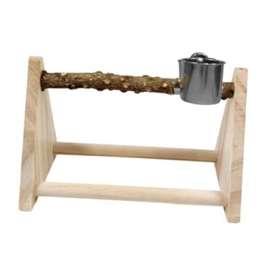 Imagem de Bothyi Suporte de madeira para de mesa, brinquedo de playground, exercício, garra triangular, moagem para gaiola de calopsita, atividade para, com Copo